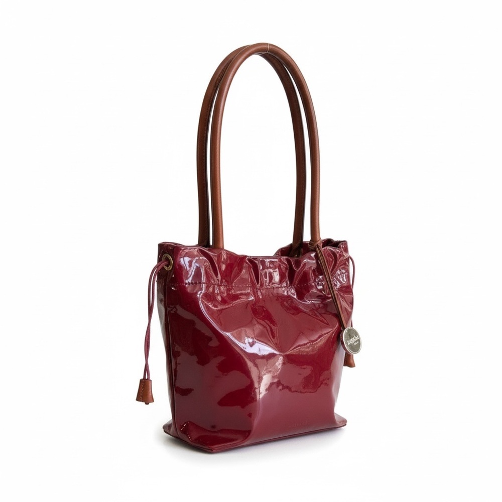 FURLA Red Patent Leather Tote Bag Italian Luxury Shoulder Bag ✨ - Picture 9 of 10